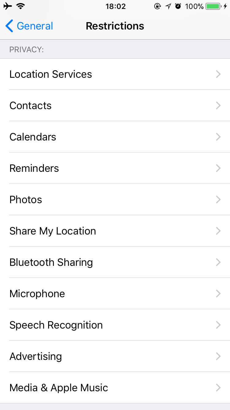 قابلیت restrictions در ios