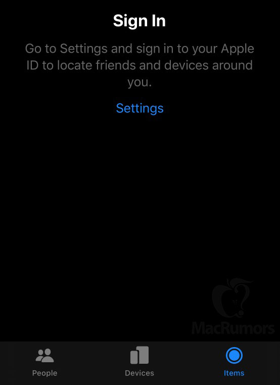 تصویر لو رفته از اپلیکیشن Find My