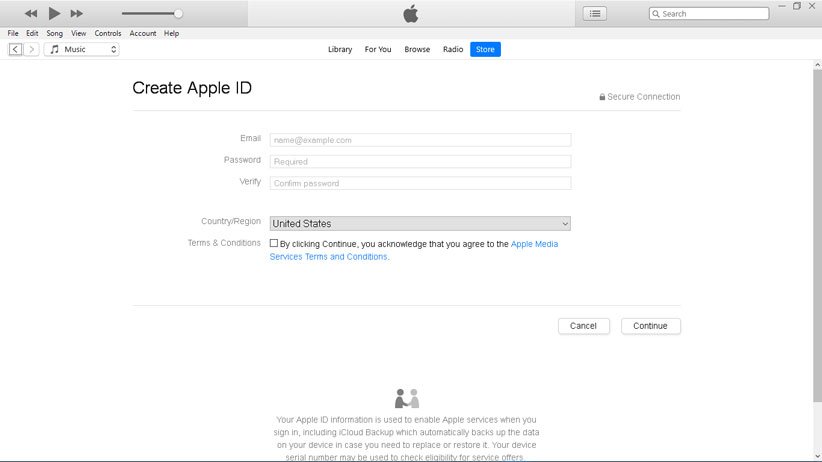 ساخت اپل آیدی با itunes