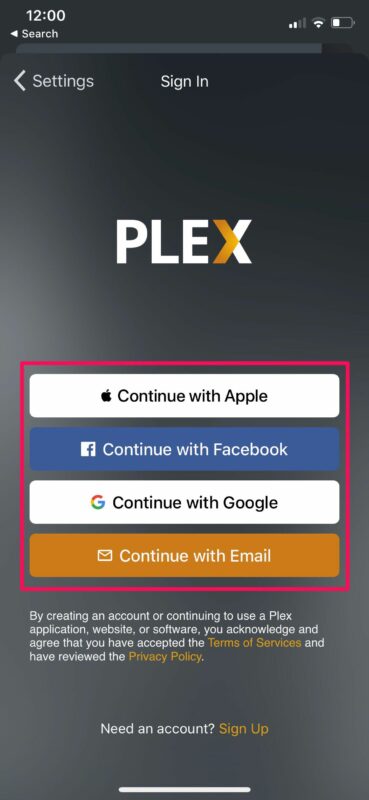 محیط اپلیکیشن Plex