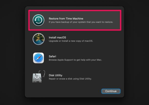 Restore from Time Machine