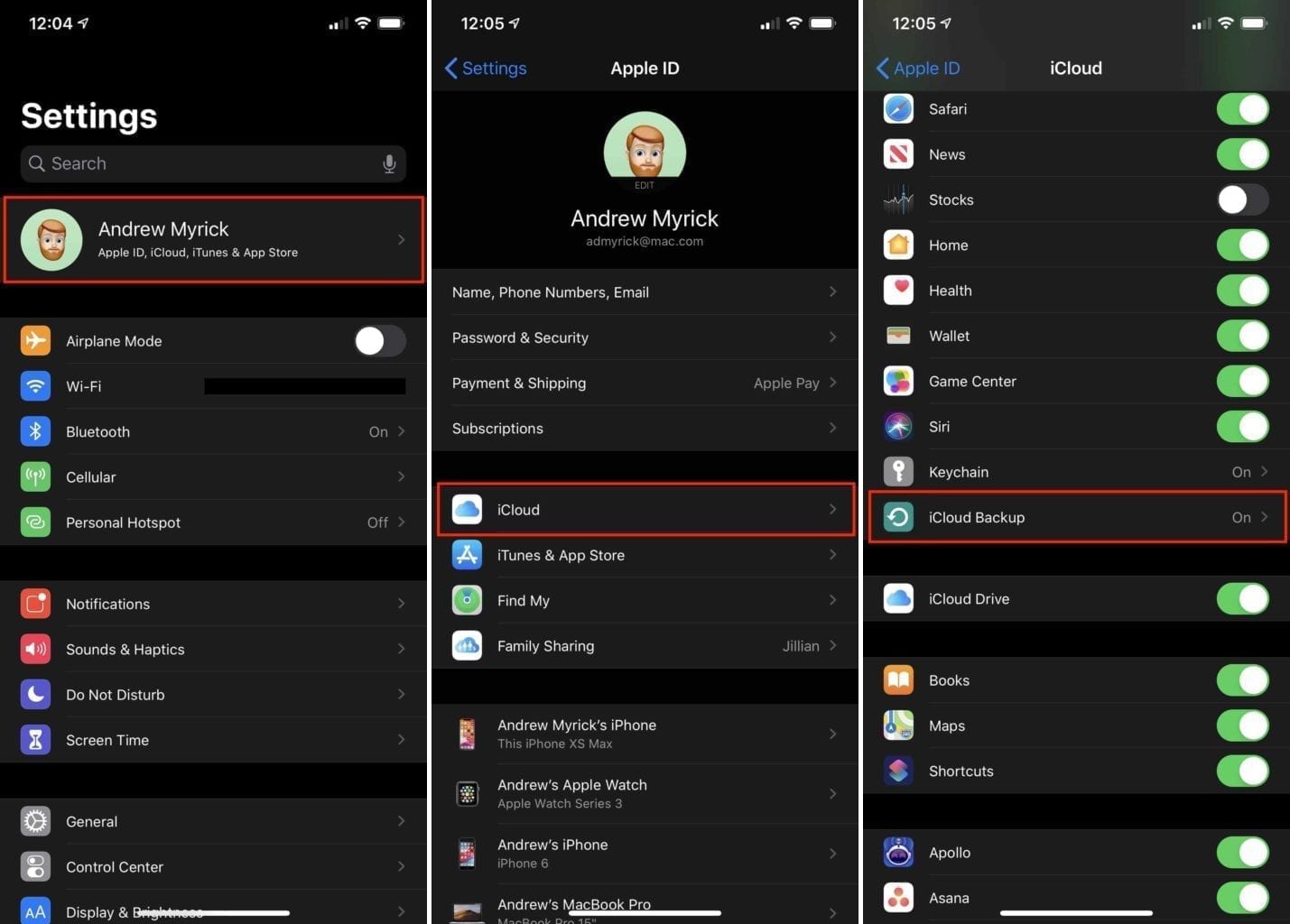 بکاپ آیفون در iCloud