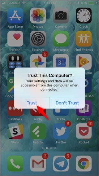 پیغام Trust This Computer آیفون