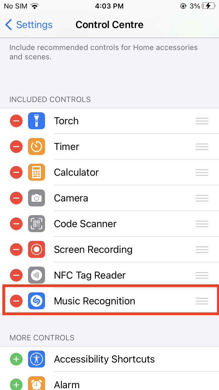 Music Recofnition در کنترل سنتر و تشخیص آهنگ