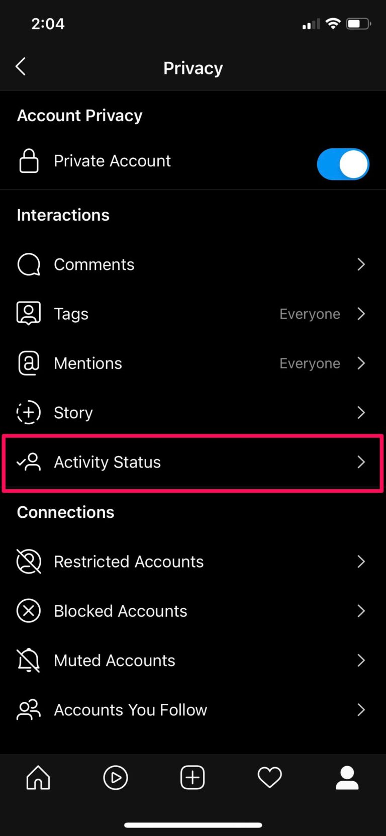 غیرفعال کردن گزینه Activity Status در اینستاگرام
