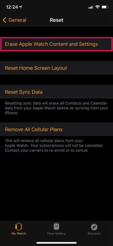Erase Apple Watch Content and Settings