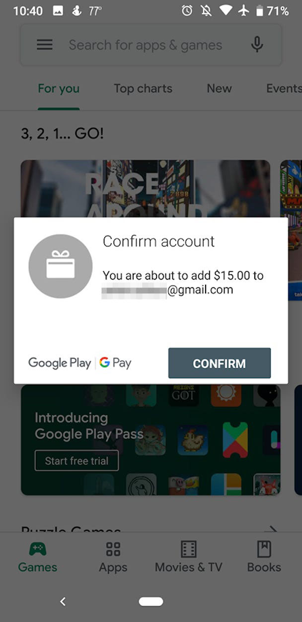 مراحل ردیم کردن گیفت کارت Google Play