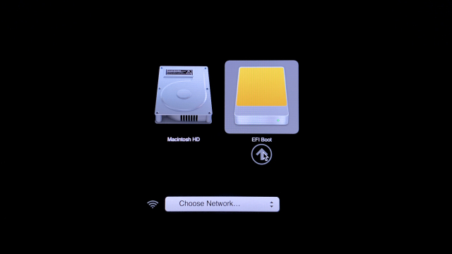 صفحه بوت سیستم عامل مک و انتخاب گزینه EFI Boot