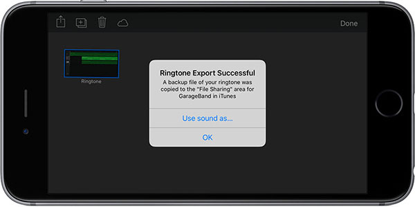 پیام پایان خروجی گرفتن از موزیک انتخاب شده در اپلیکیشن GarageBand