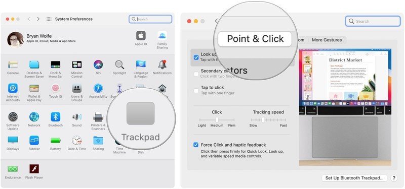 روند ورود به قسمت Point & Click در تنظیمات ترکپد