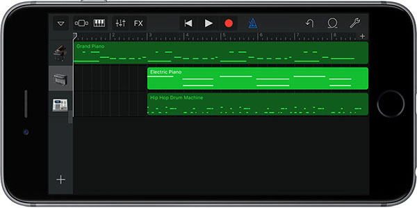 تصویری از آهنگ ساخته شده در اپلیکیشن GarageBand روی آيفون
