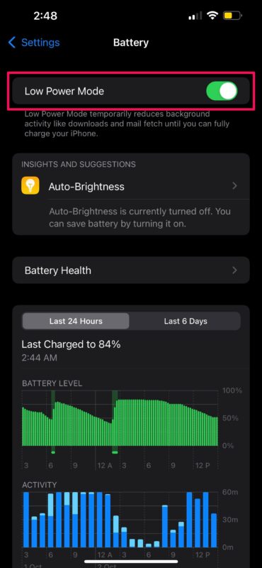 منوی Battery در آیفون‌ها