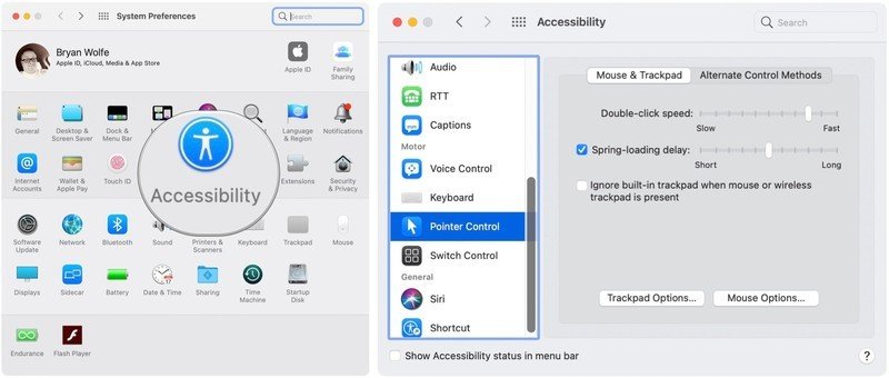 روند ورود به بخش Pointer Controls