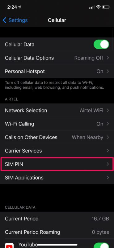 منوی Cellular در سیستم عامل آی او اس