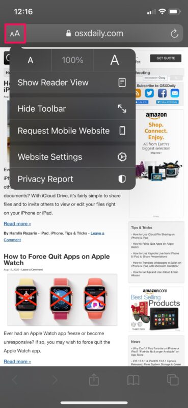 تنظیمات Safari