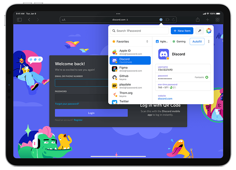 تصویری از اکستنشن اپلیکیشن 1Password