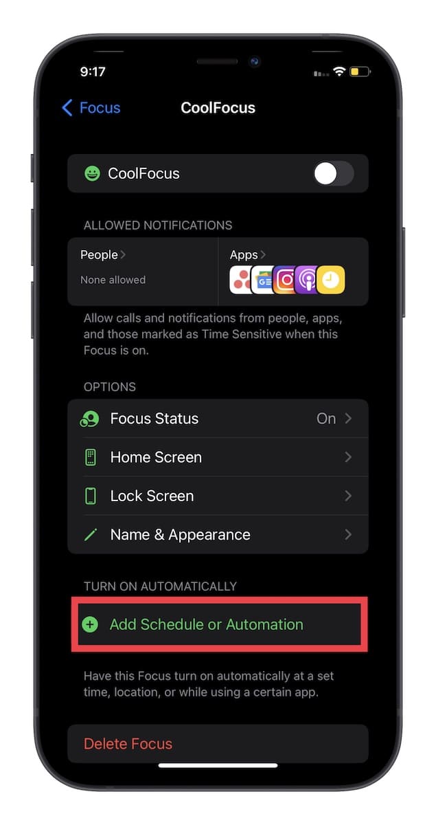 فعال کردن Focus Mode بصورت خودکار در زمان‌های دلخواه