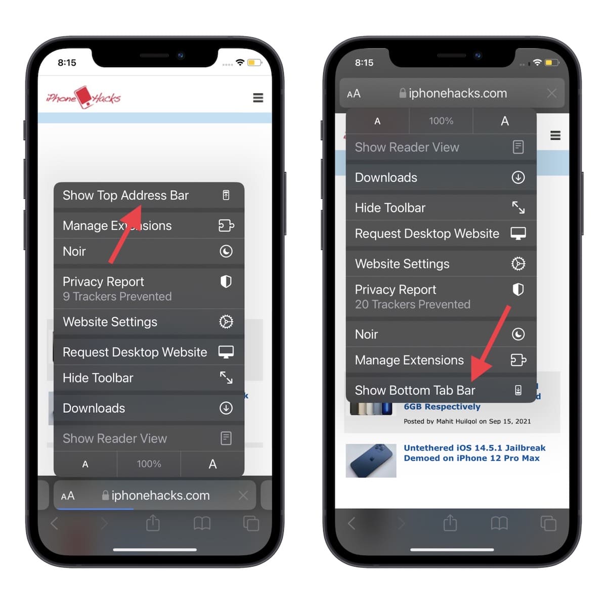 تغییر در طراحی نوار آدرس سافاری - ترفندهای سافاری در iOS 15