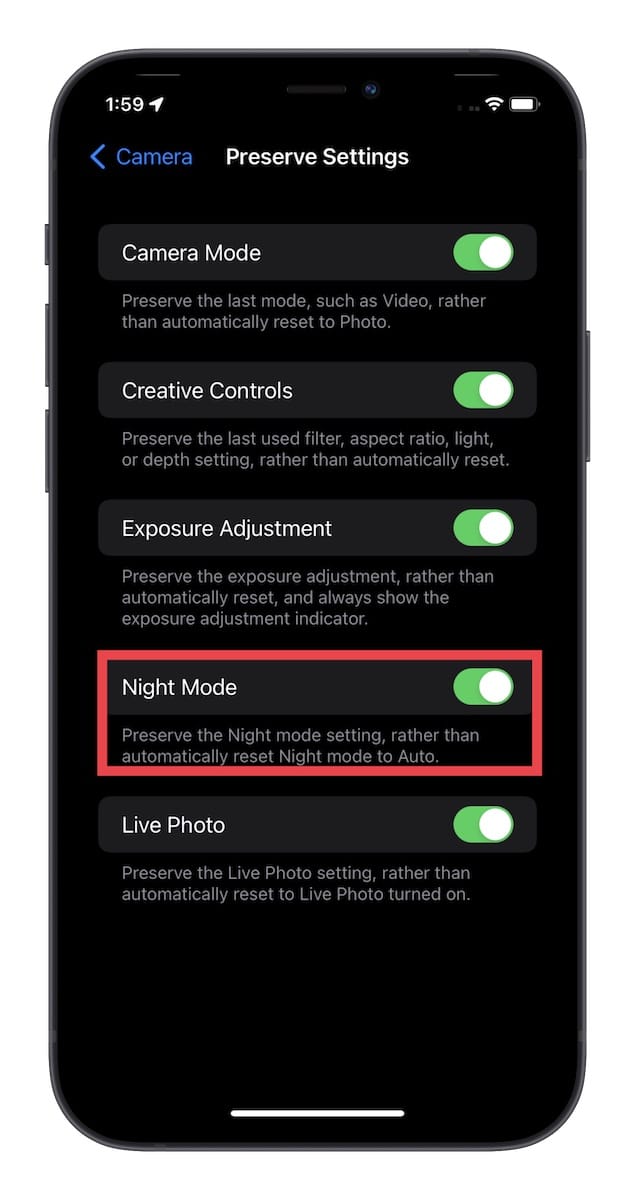 غیرفعال کردن حالت خودکار شب (Automatic Night Mode) - ۳۵ ترفند مخفی در آیفون