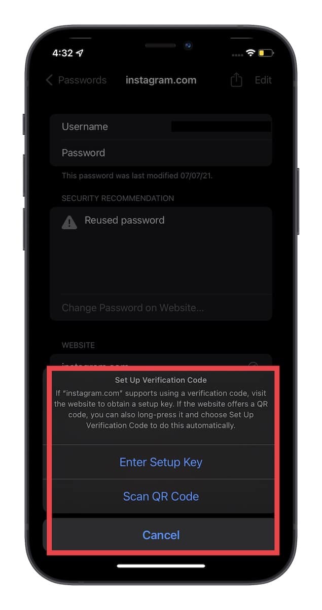 تنظیم کد تایید (Verification Code)