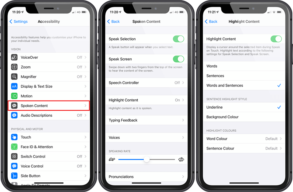فعال کردن قابلیت Spoken Content