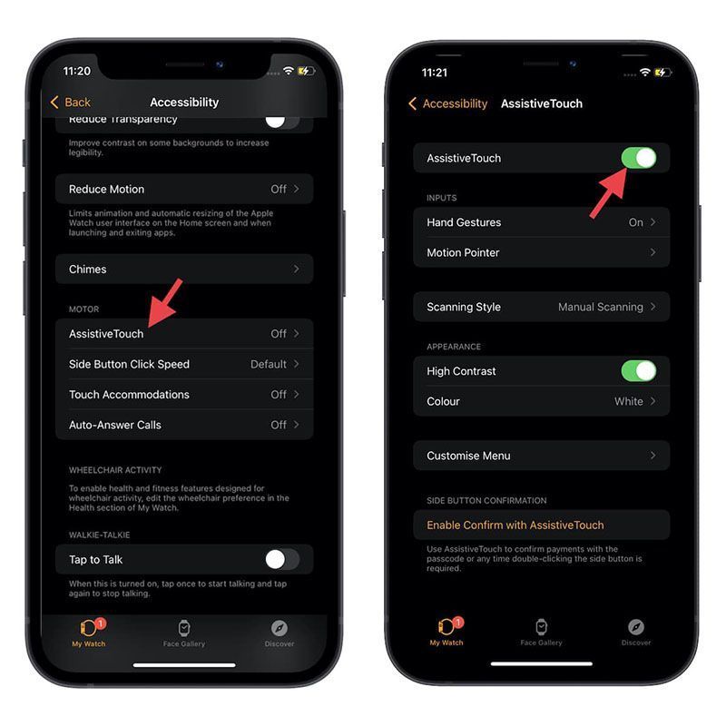 مراحل فعال کردن Assistive Touch در واچ او اس