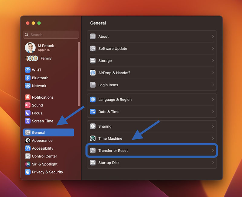 منوی System Settings در macOS Ventura