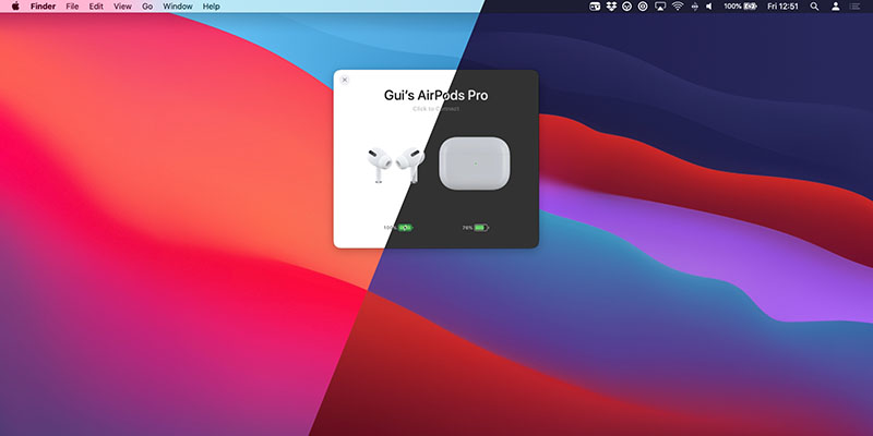 تصویری از محیط برنامه AirBuddy