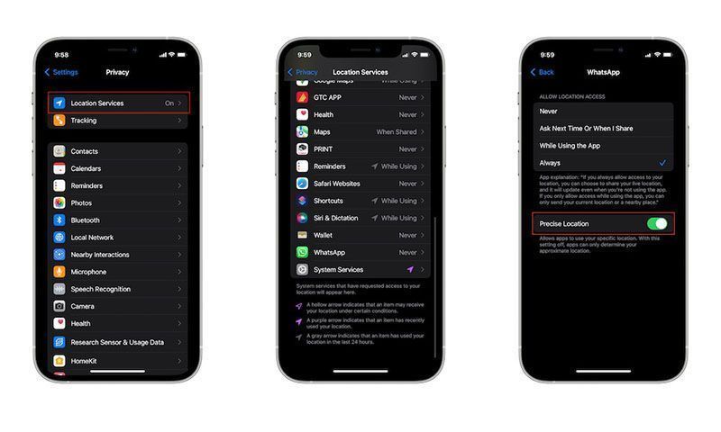 مراحل تنظیم قابلیت Location Services