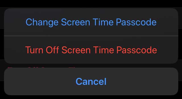 ریست کردن پسورد Screen Time