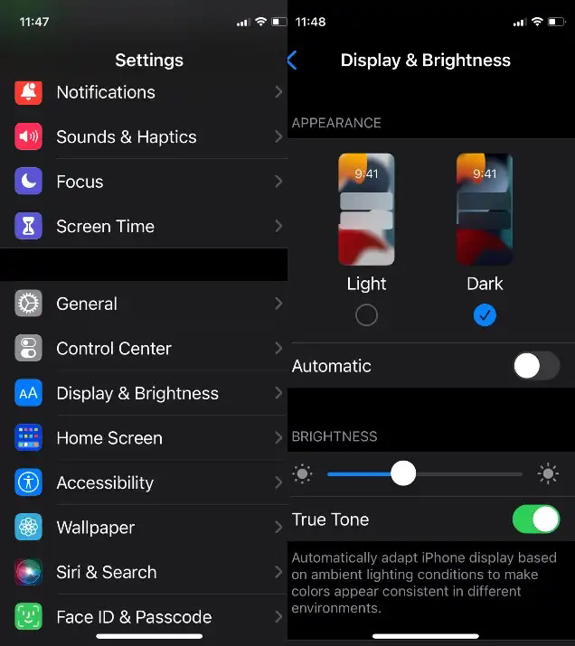روشن کردن حالت Dark Mode