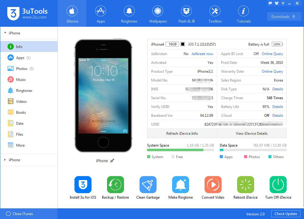 بررسی اطلاعات آیفون با 3utools