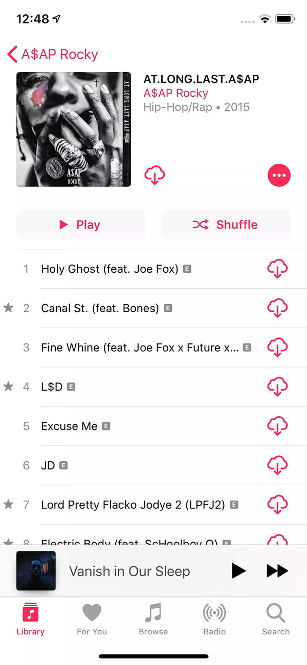 نمایی از رابط کاربری Apple Music