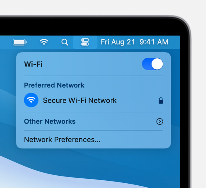 منوی وای فای در macOS