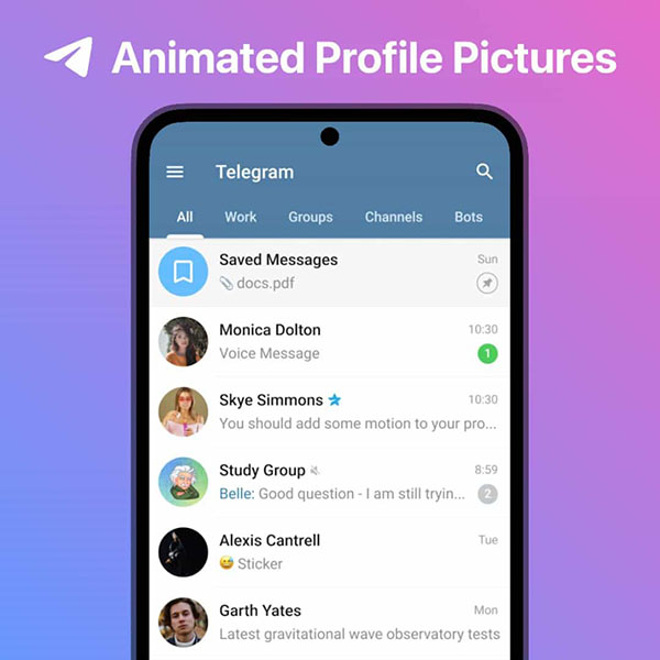 نمایی از قابلیت Animated Profile Pictures