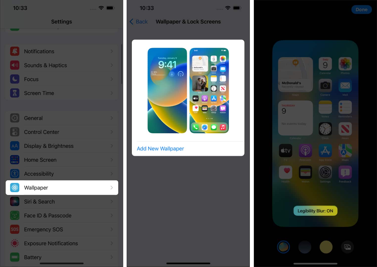 تار کردن هوم اسکرین در iOS 16