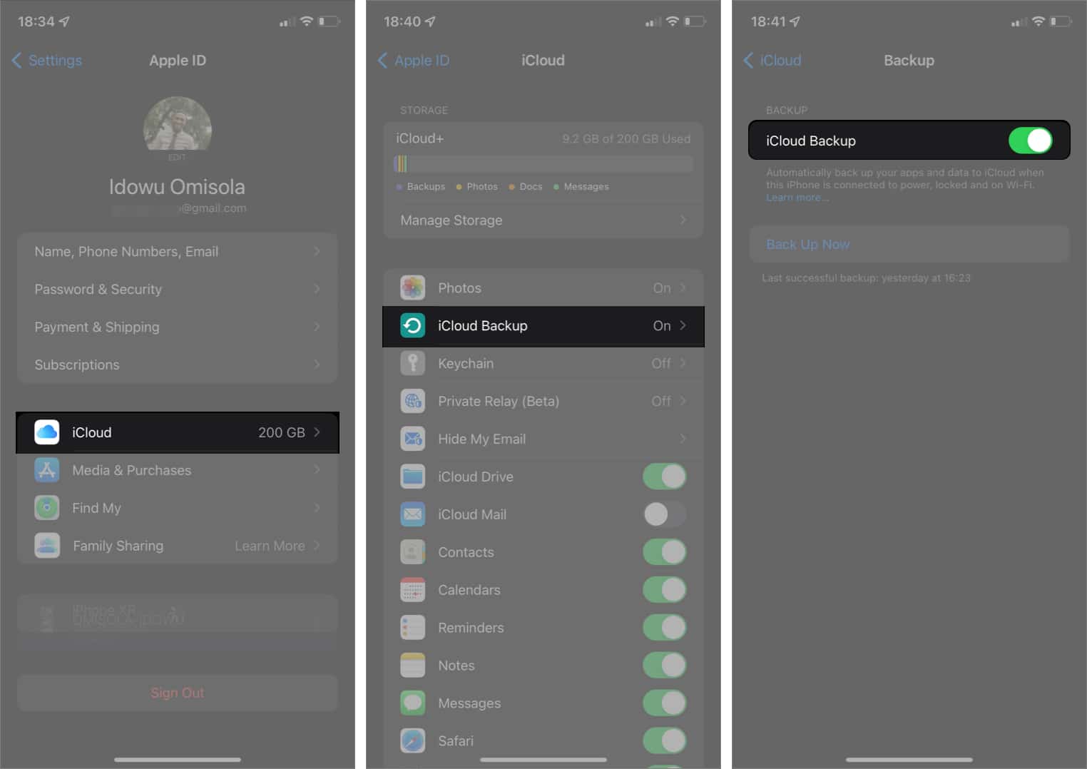 روشن کردن iCloud backup Drive