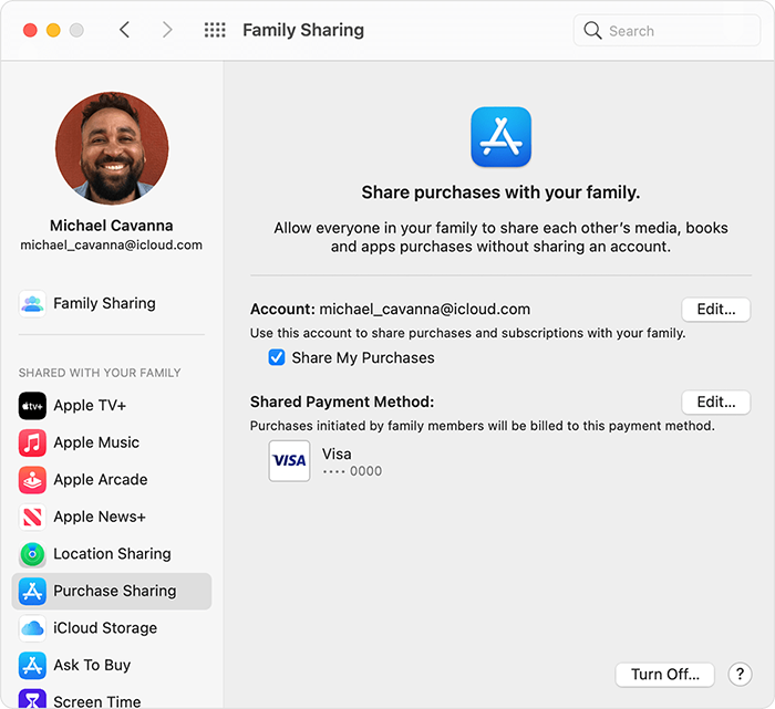 صفحه Family Sharing در مک