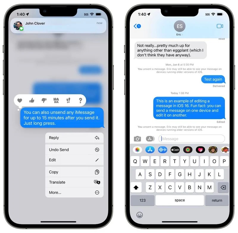 لغو ارسال پیام در iMessage