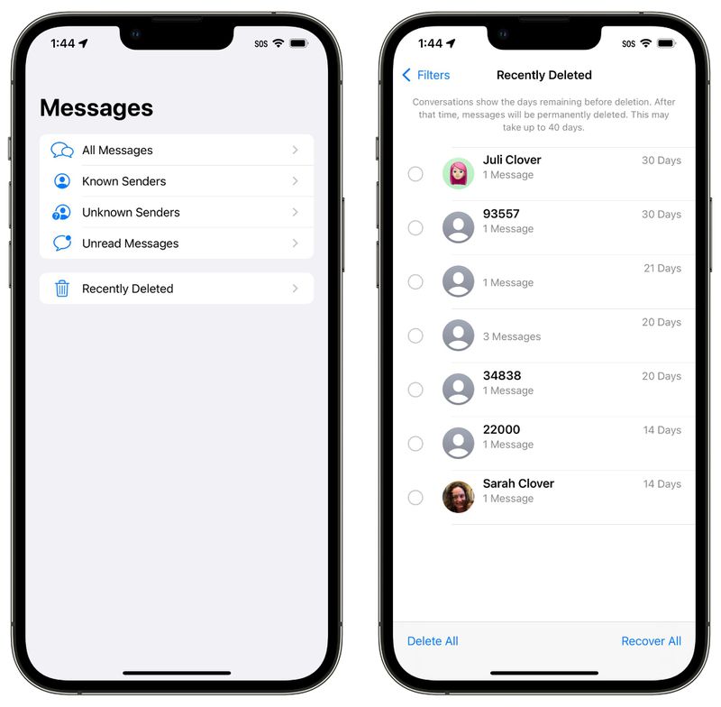 بازیابی پیام‌های پاک شده در iMessage