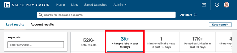 نمایی از فیلتر Job Change