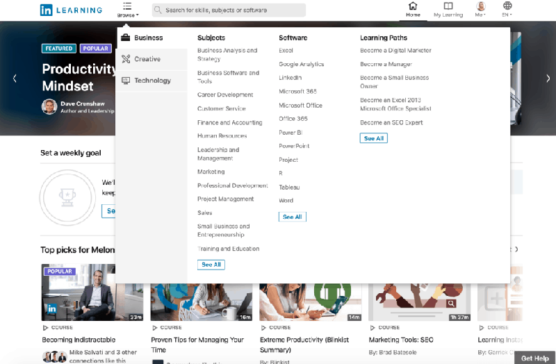 نمایی از LinkedIn Learning