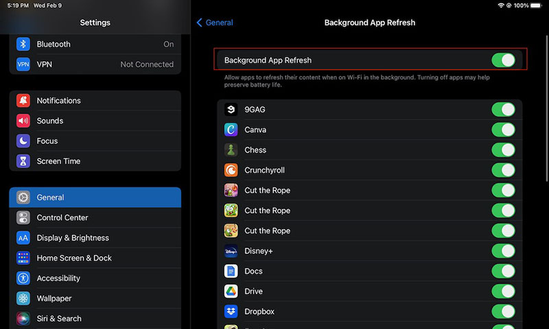 قابلیت Background App Refresh