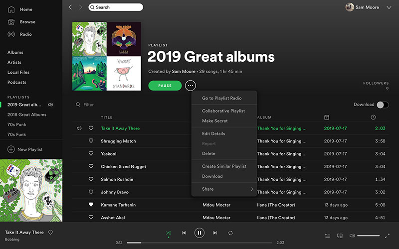 پلی لیست های Spotify