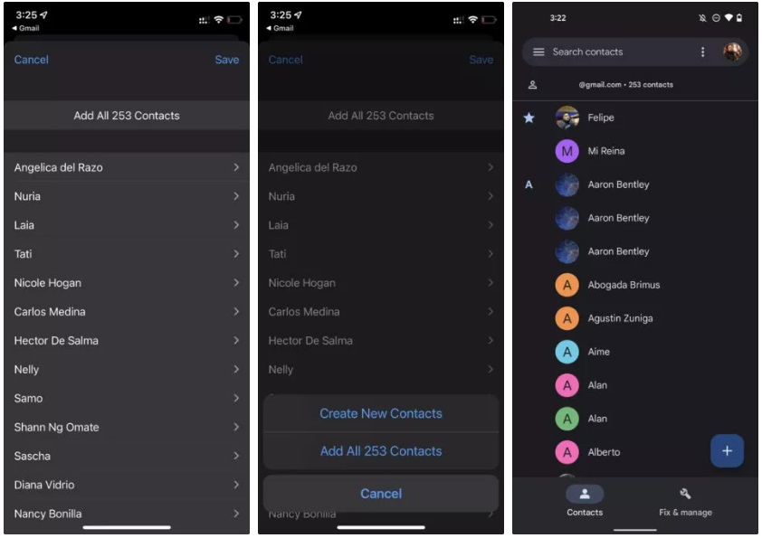 اضافه کردن Contacts