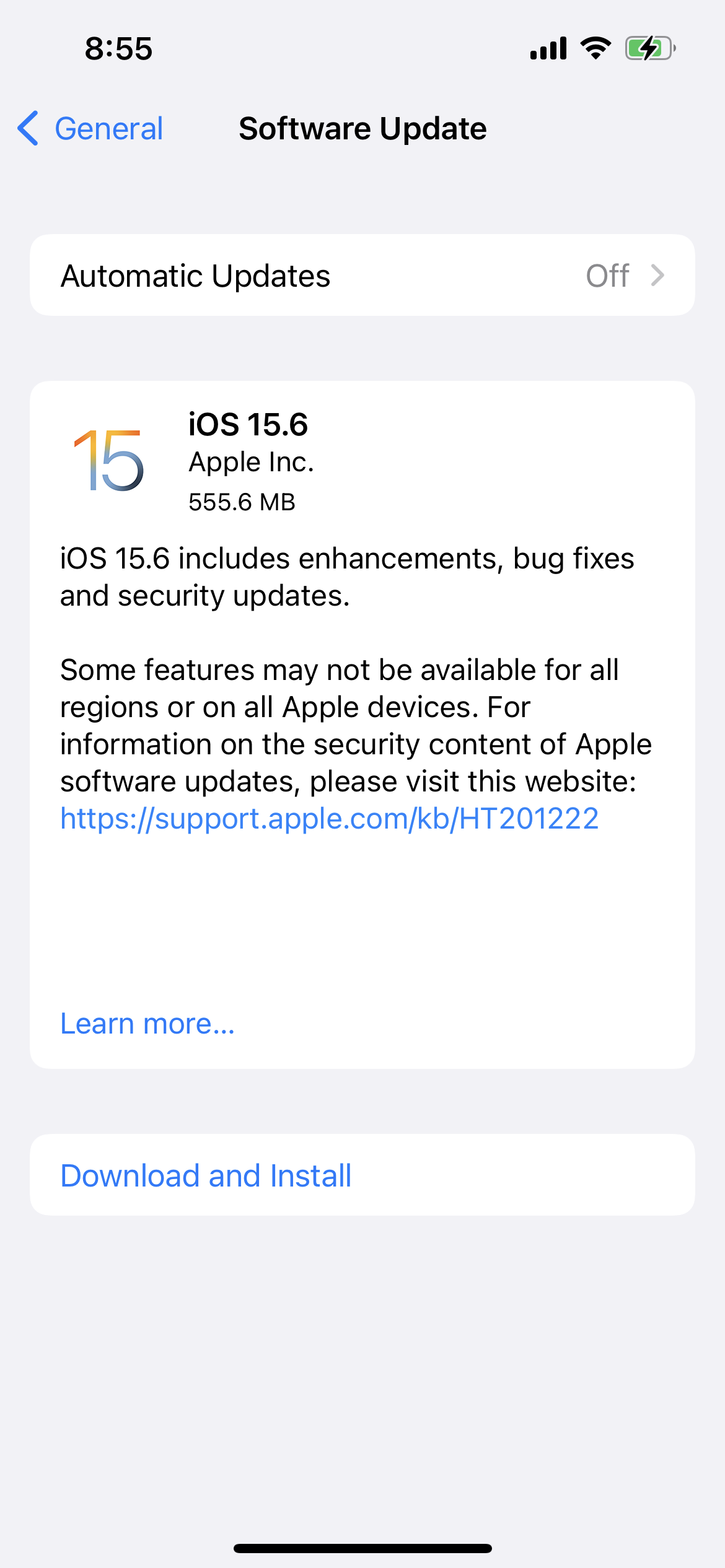 صفحه آپدیت iOS