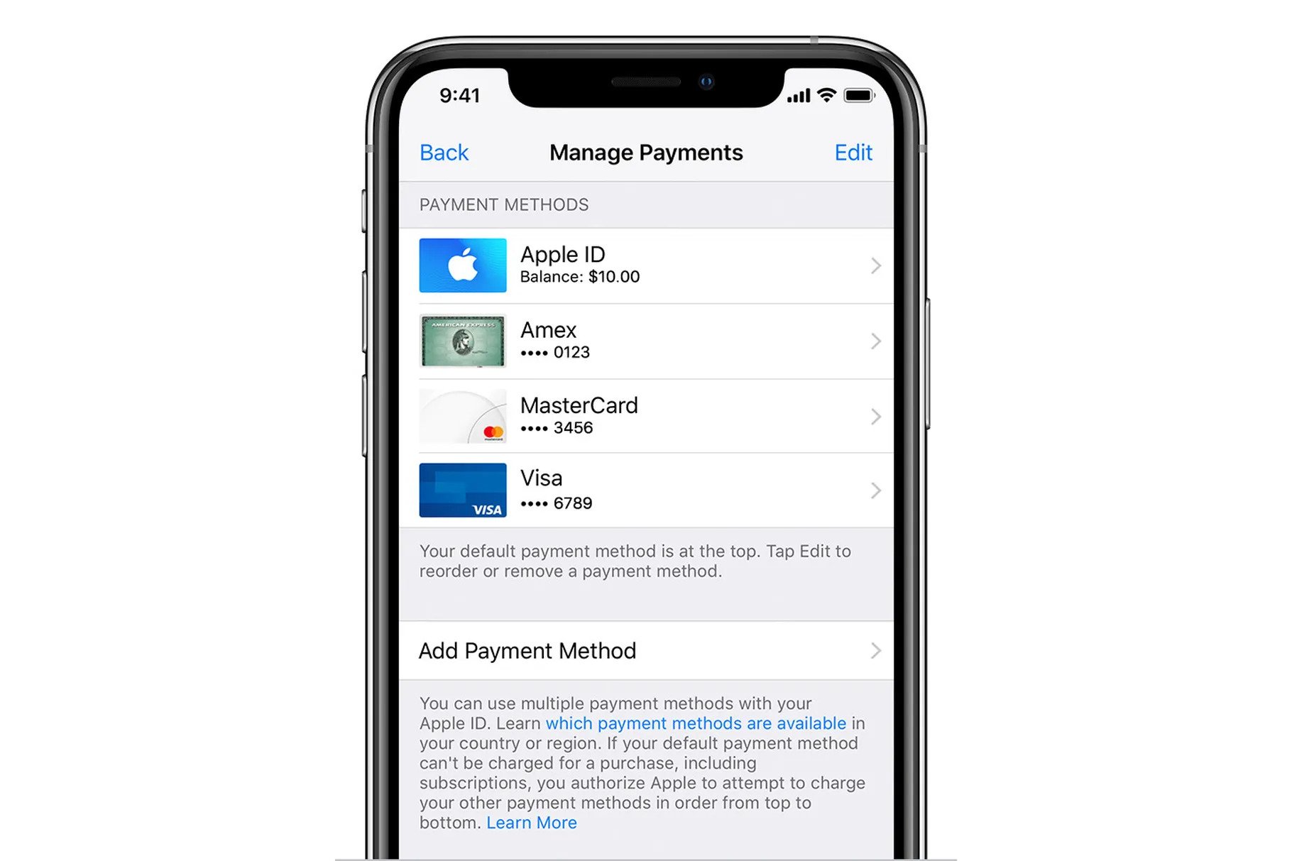 حذف Payment Method در آیفون