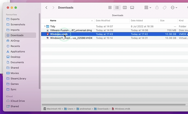 نمایی از فولدر Downloads و فایل جدید ایجاد شده