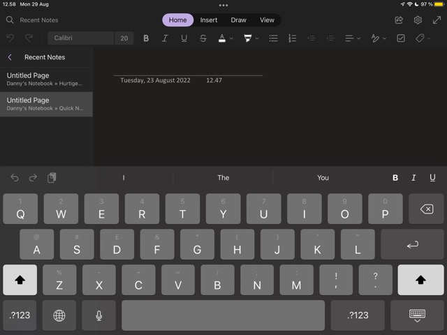 نمایی از محیط کاربری اپلیکیشن OneNote