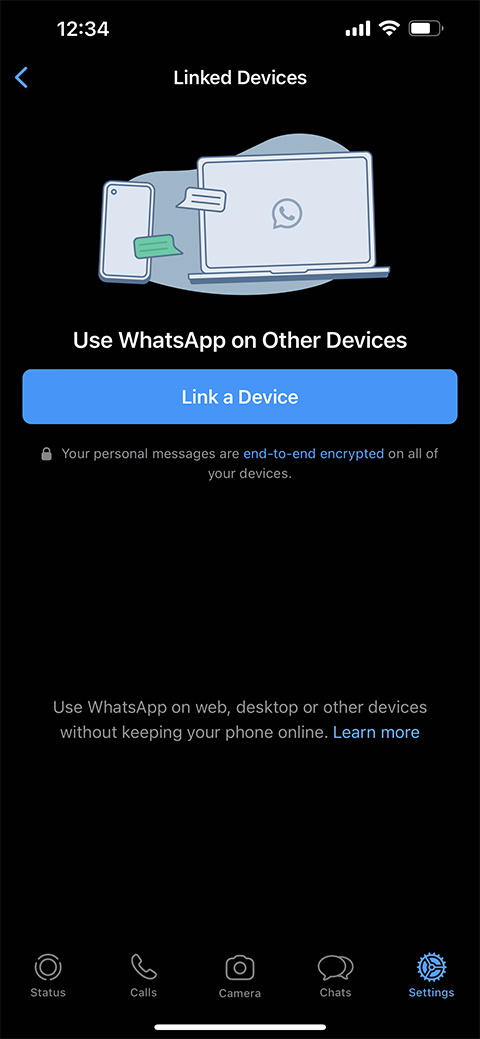 نمایی از بخش Linked Devices